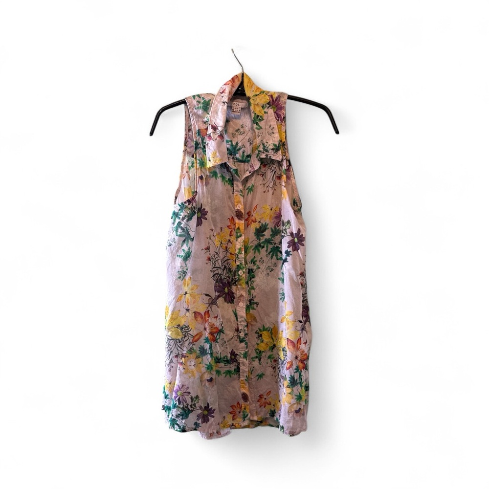 Pol Top Floral Sleeveless Blouse Sheer Top